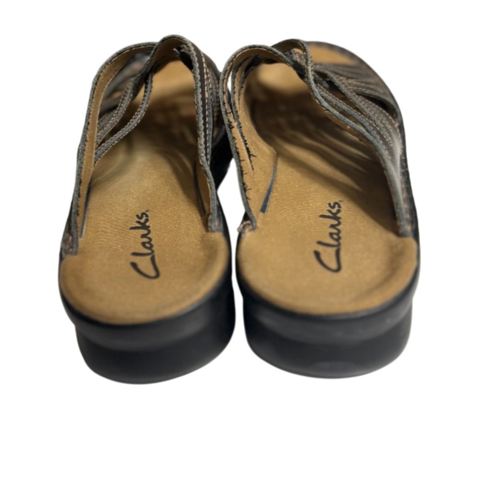 Clarks Lexi Sandals Brown Leather Womens Size 9 Comfort Strappy Wedge Sandals - Picture 4 of 12